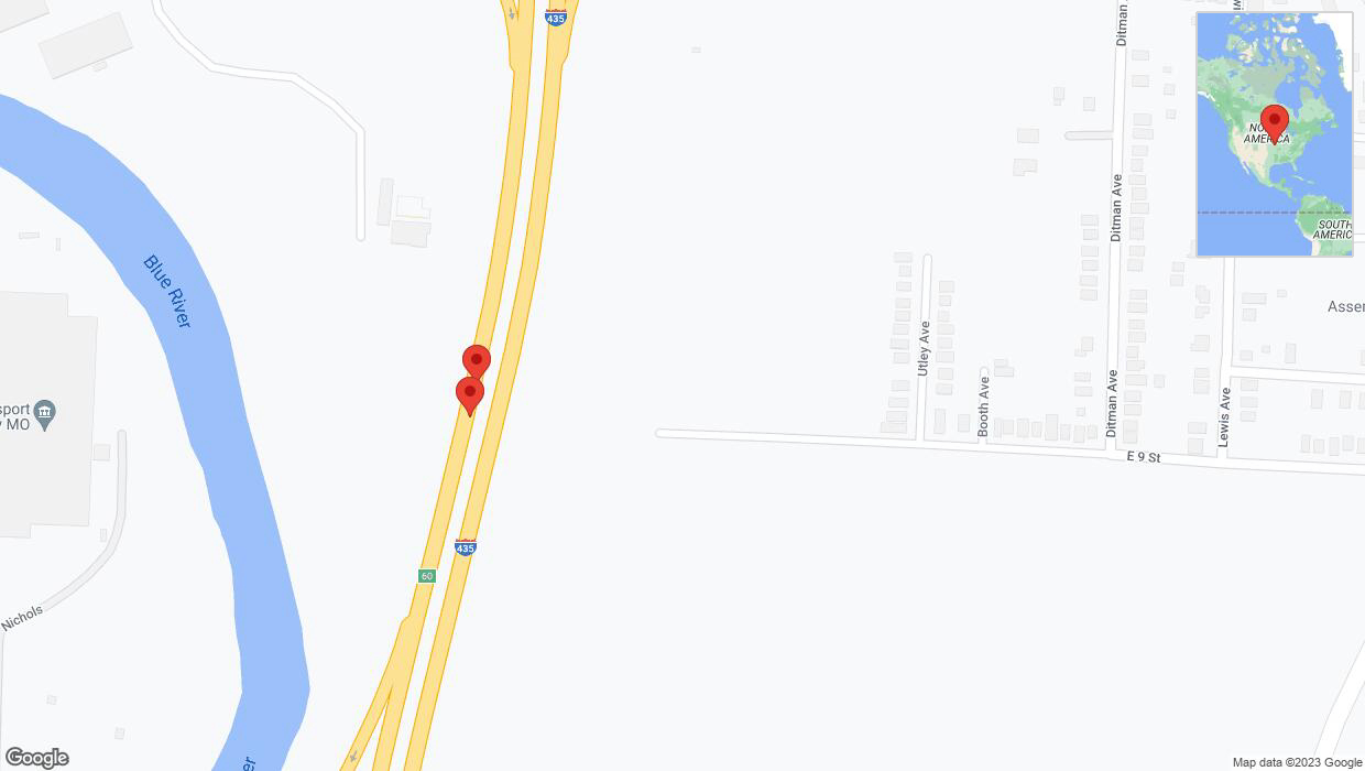 A detailed map that shows the affected road due to 'Reports of a crash on southbound I-435' on September 25th at 2:25 p.m.