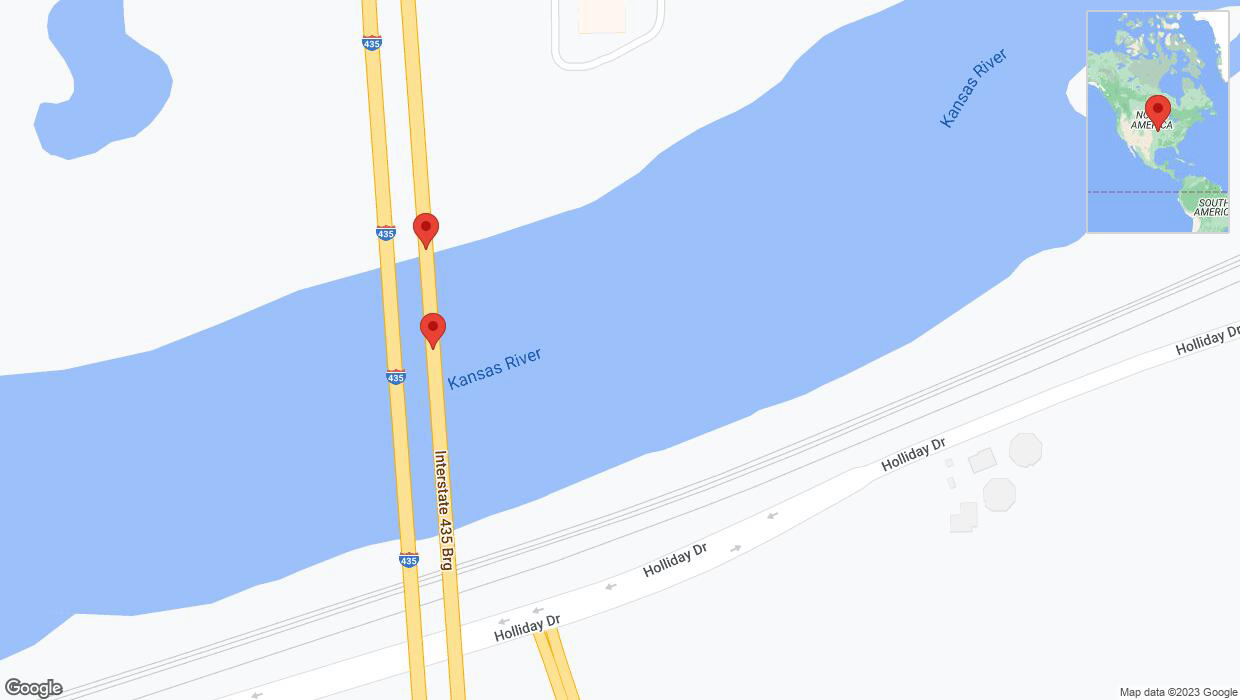 A detailed map that shows the affected road due to 'Broken down vehicle on northbound I-435 in Kansas City' on September 25th at 2:49 p.m.