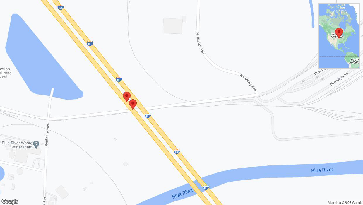A detailed map that shows the affected road due to 'Broken down vehicle on southbound I-435 in Kansas City' on September 25th at 3:31 p.m.