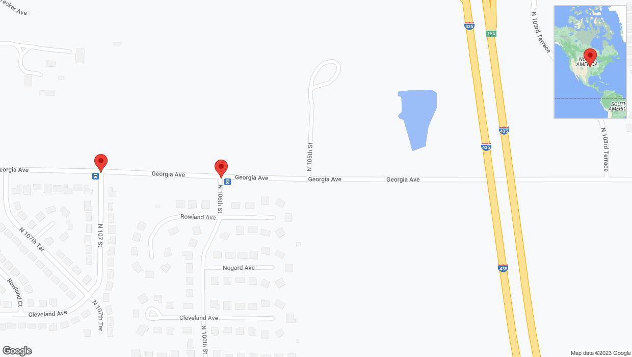 A detailed map that shows the affected road due to 'Rowland Avenue closed in Kansas City' on September 25th at 3:43 p.m.