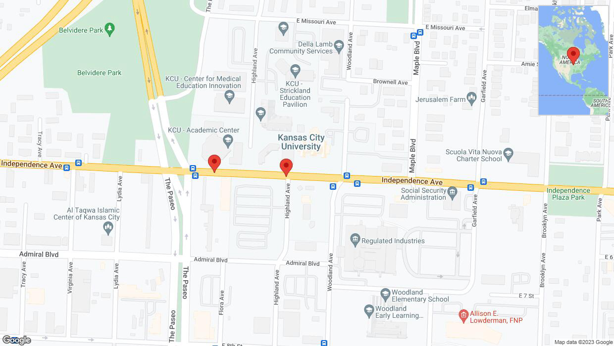 A detailed map that shows the affected road due to 'Kansas City: Independence Avenue/US-24 temporarily closed' on September 25th at 3:43 p.m.