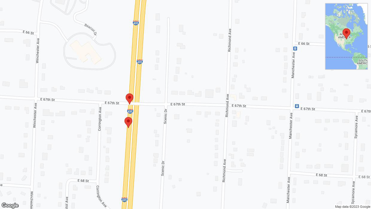 A detailed map that shows the affected road due to 'Broken down vehicle on southbound I-435 in Kansas City' on September 25th at 5:37 p.m.
