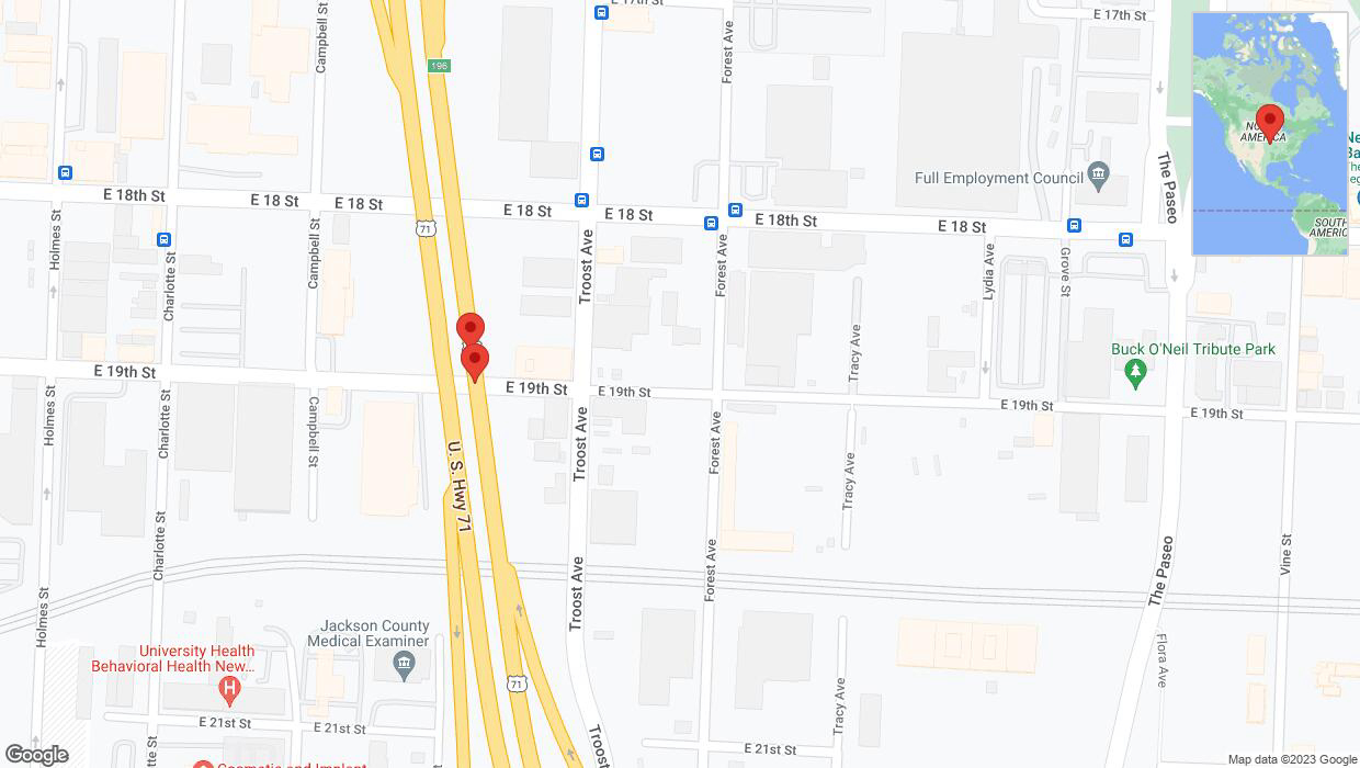A detailed map that shows the affected road due to 'Reports of a crash on northbound US-71' on September 25th at 5:55 p.m.