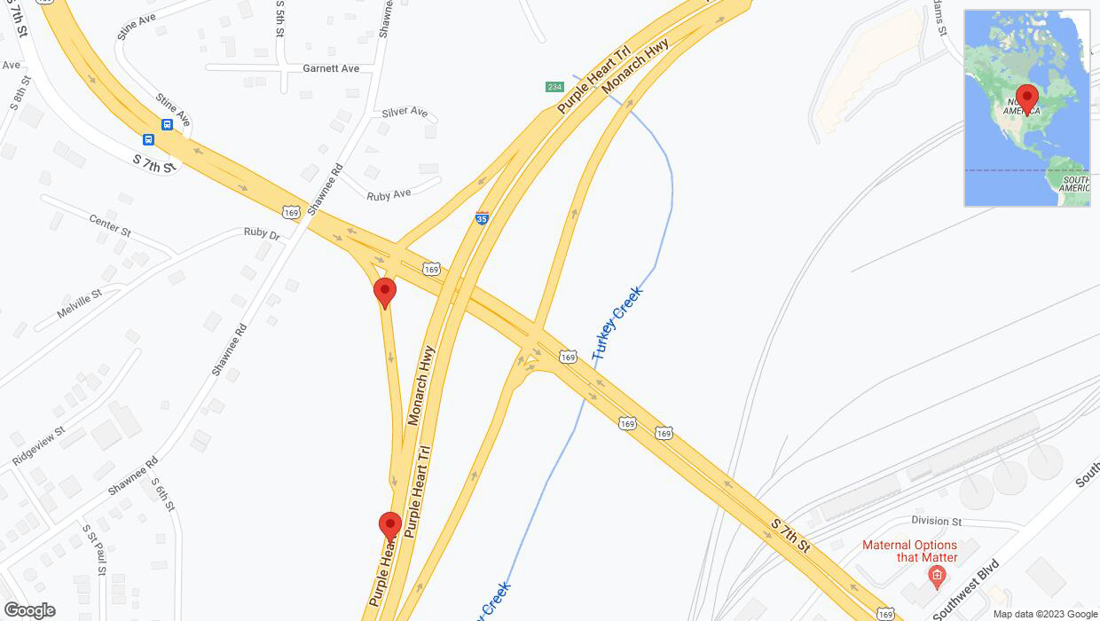 A detailed map that shows the affected road due to 'Booker Street closed in Kansas City' on September 25th at 10:37 p.m.