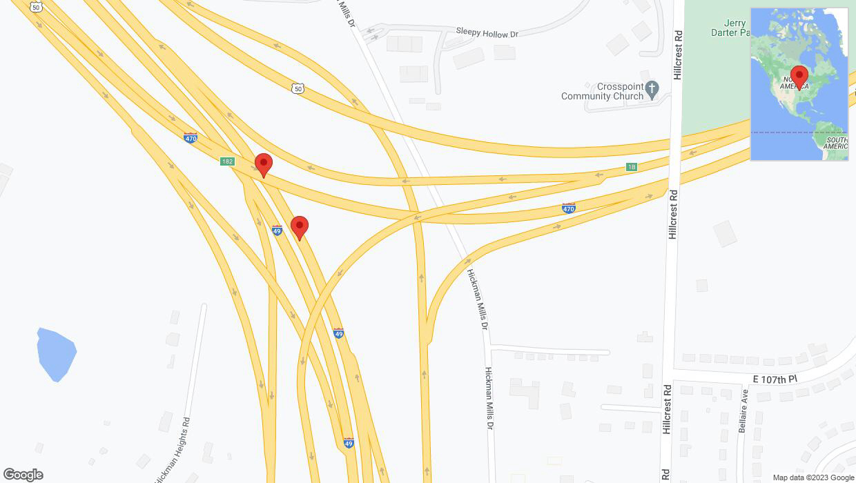 A detailed map that shows the affected road due to 'Broken down vehicle on northbound I-40/US-71 in Kansas City' on September 26th at 3:31 p.m.