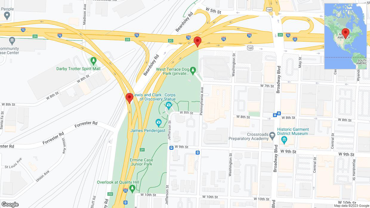 A detailed map that shows the affected road due to 'Beardsley Road temporarily closed in Kansas City' on September 27th at 12:49 p.m.