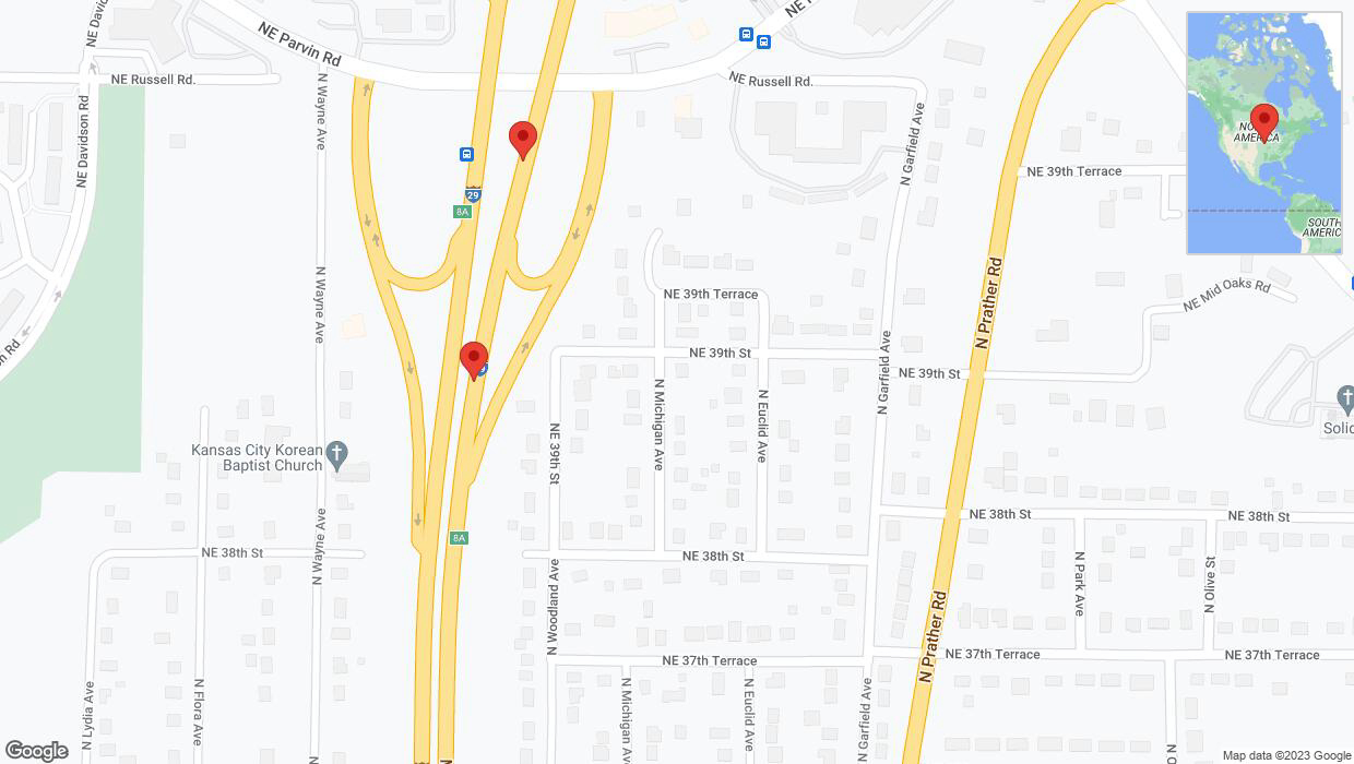 A detailed map that shows the affected road due to 'Broken down vehicle on northbound I-29/I-35 in Kansas City' on September 26th at 2:37 p.m.