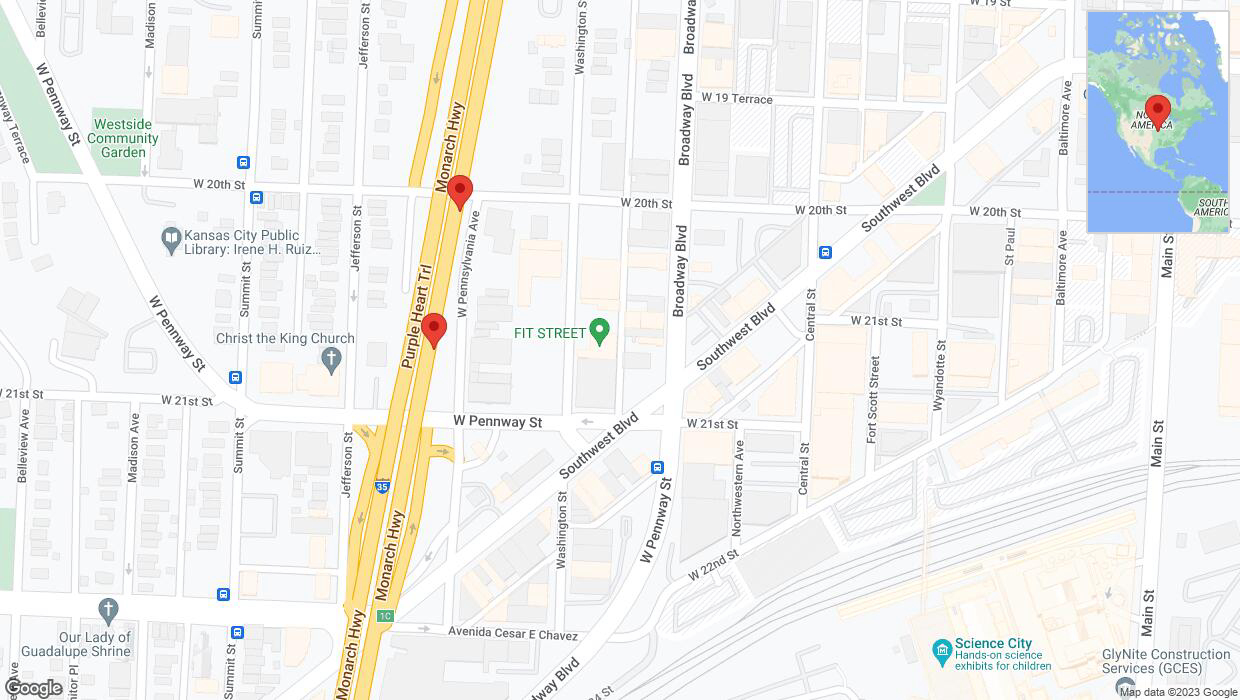 A detailed map that shows the affected road due to 'Broken down vehicle on northbound I-35 in Kansas City' on September 26th at 3:07 p.m.