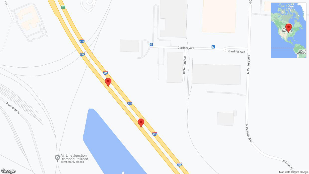 A detailed map that shows the affected road due to 'Broken down vehicle on southbound I-435 in Kansas City' on September 26th at 4:19 p.m.