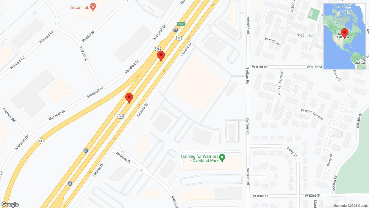 A detailed map that shows the affected road due to 'Broken down vehicle on eastbound I-35 in Overland Park' on September 26th at 4:37 p.m.