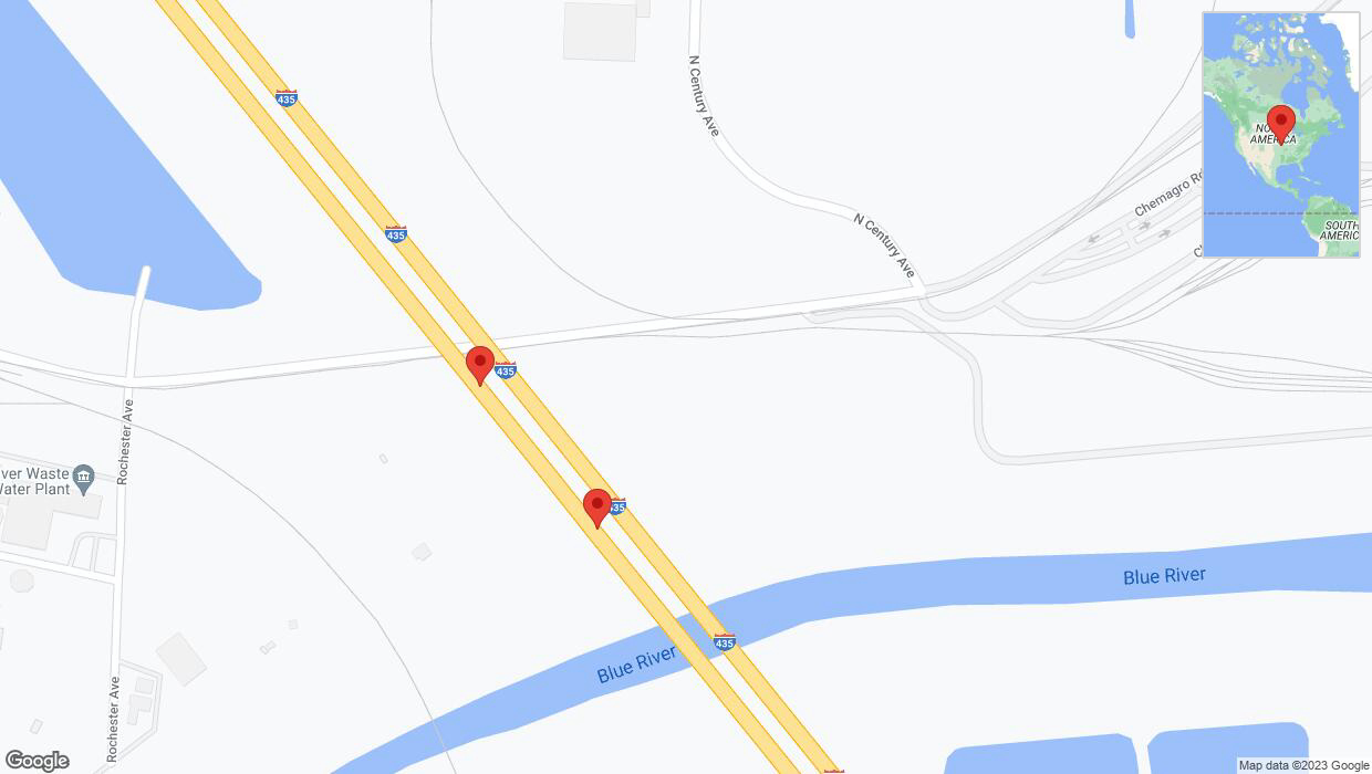 A detailed map that shows the affected road due to 'Broken down vehicle on southbound I-435 in Kansas City' on September 26th at 4:55 p.m.
