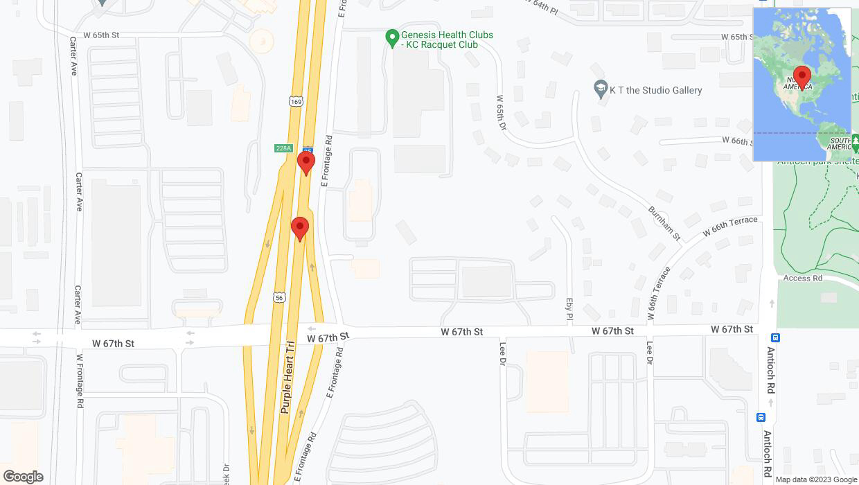 A detailed map that shows the affected road due to 'Broken down vehicle on eastbound I-35 in Merriam' on September 26th at 5:19 p.m.