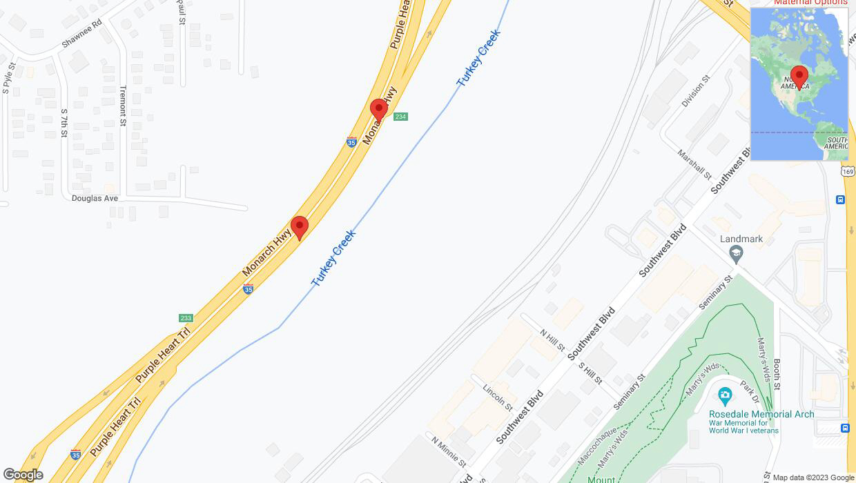 A detailed map that shows the affected road due to 'Broken down vehicle on northbound I-35 in Kansas City' on September 26th at 5:31 p.m.