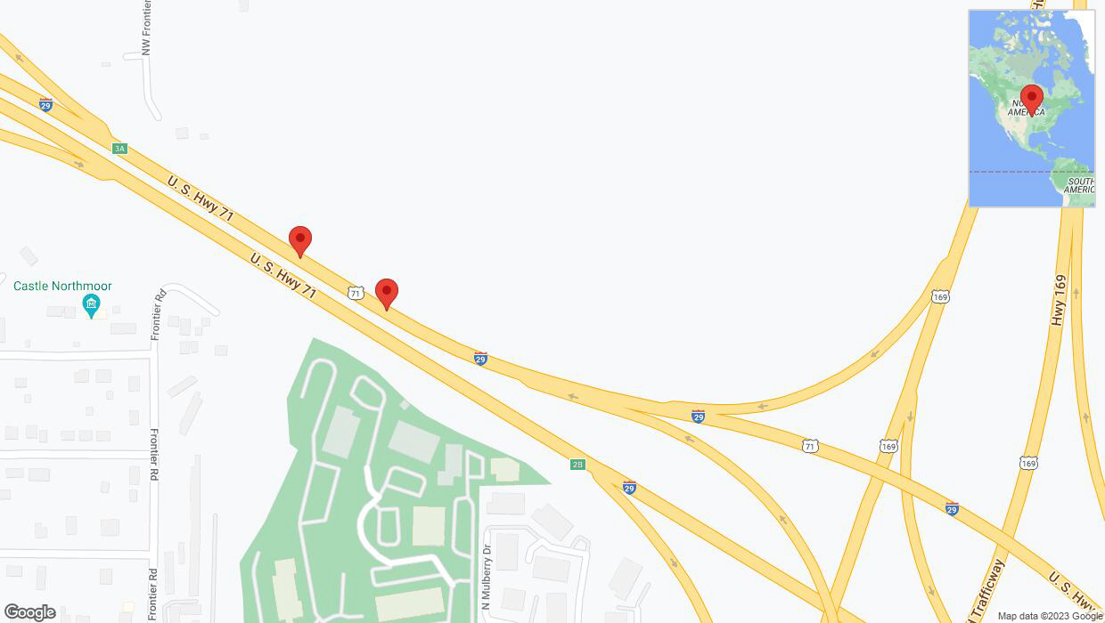 A detailed map that shows the affected road due to 'Broken down vehicle on northbound I-29 in Kansas City' on September 26th at 6:31 p.m.