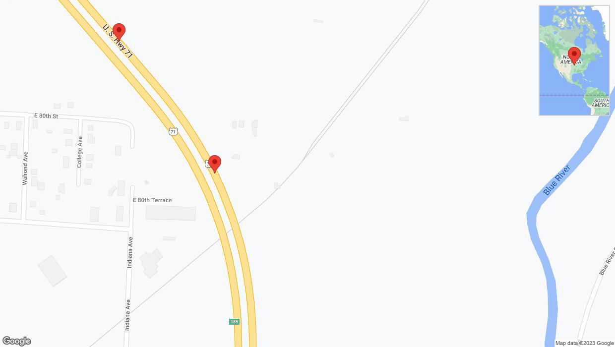 A detailed map that shows the affected road due to 'Broken down vehicle on northbound I-40/US-71 in Kansas City' on September 26th at 5:37 p.m.