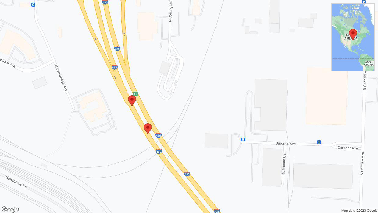 A detailed map that shows the affected road due to 'Broken down vehicle on southbound I-435 in Kansas City' on September 26th at 5:37 p.m.