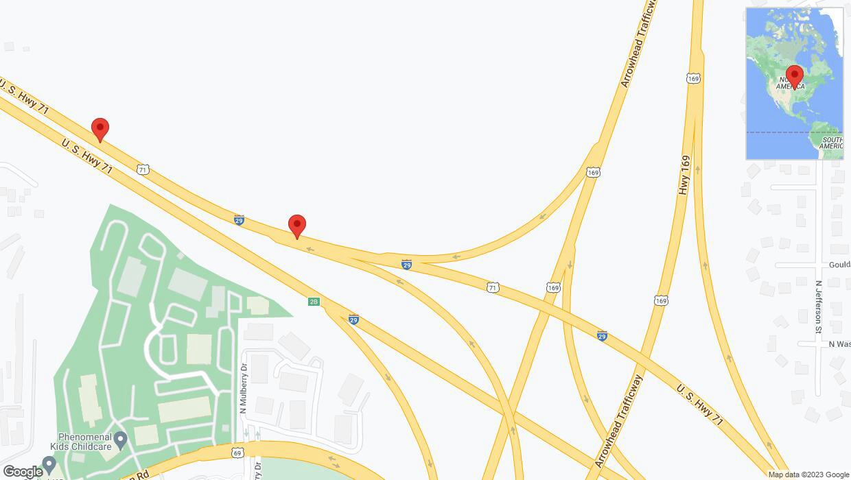 A detailed map that shows the affected road due to 'Broken down vehicle on northbound I-29 in Kansas City' on September 26th at 6:07 p.m.