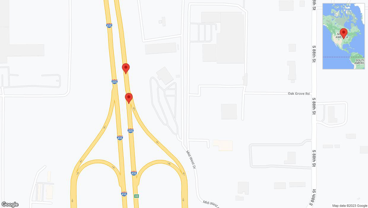 A detailed map that shows the affected road due to 'Broken down vehicle on northbound I-435 in Edwardsville' on September 26th at 6:25 p.m.