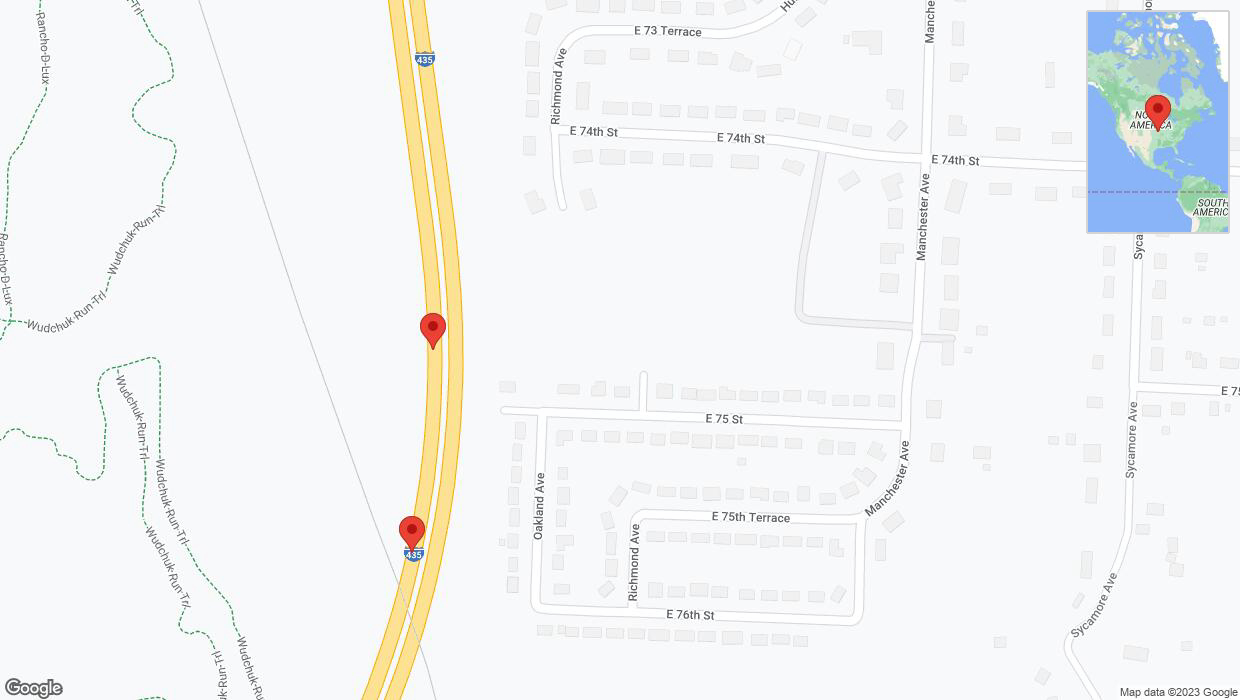 A detailed map that shows the affected road due to 'Broken down vehicle on southbound I-435 in Kansas City' on September 26th at 9:37 p.m.