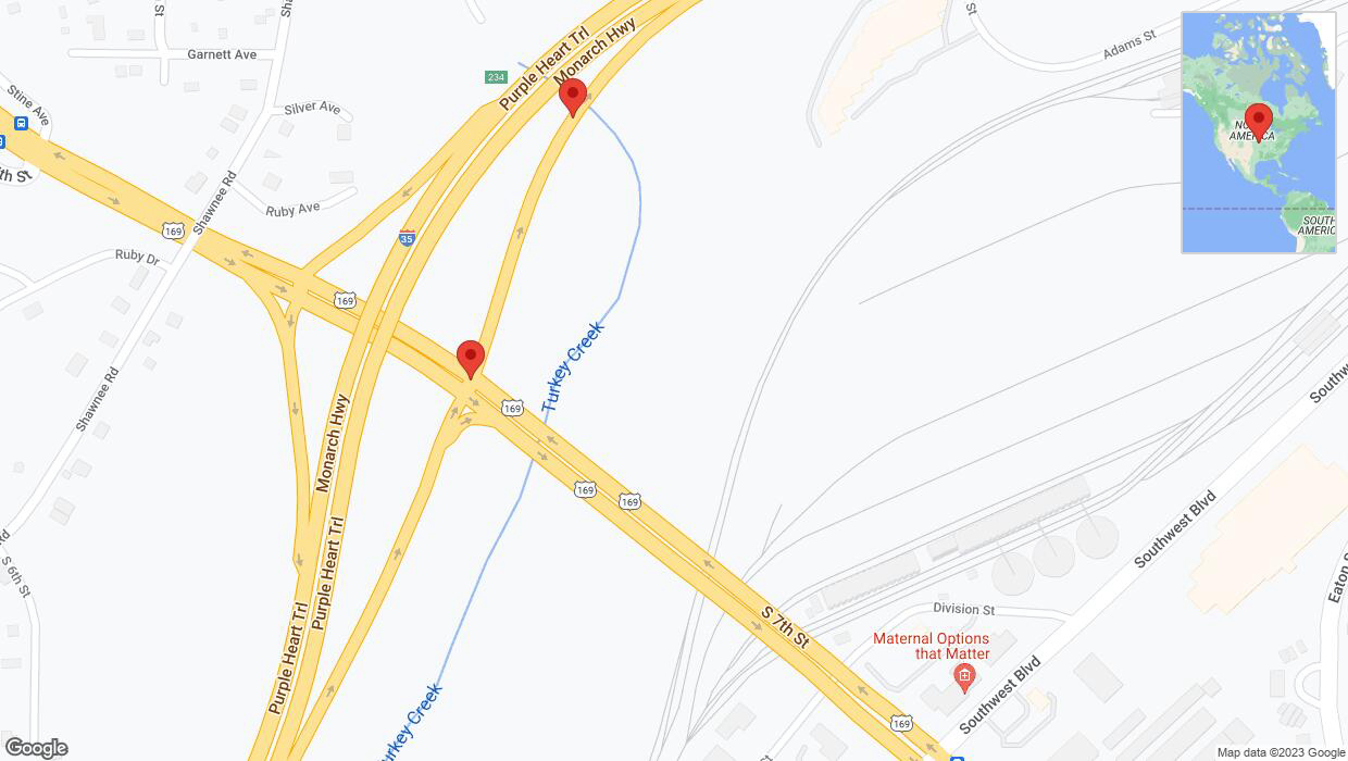 A detailed map that shows the affected road due to 'Broken down vehicle in Kansas City' on September 26th at 10:49 p.m.