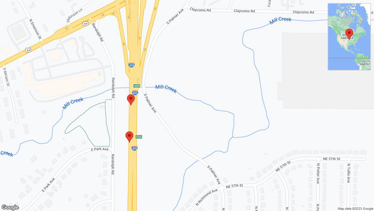 A detailed map that shows the affected road due to 'Broken down vehicle on southbound I-435 in Kansas City' on September 26th at 10:49 p.m.