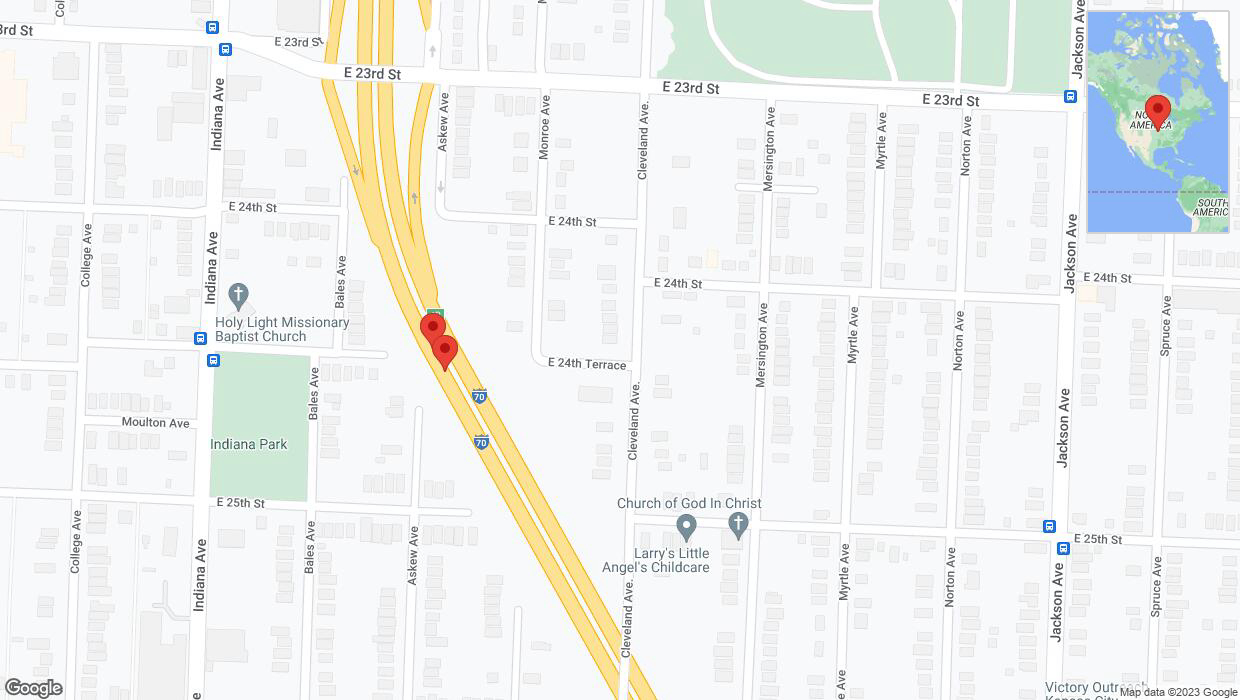 A detailed map that shows the affected road due to 'Broken down vehicle on eastbound I-70 in Kansas City' on September 27th at 12:07 p.m.