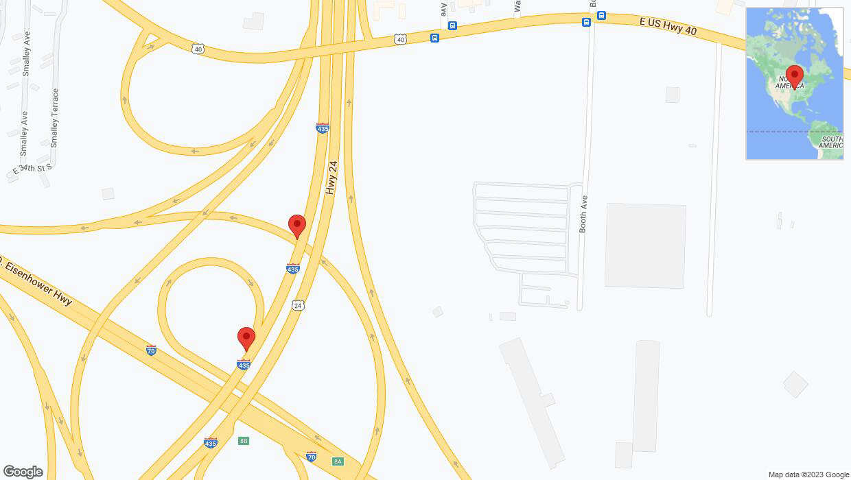 A detailed map that shows the affected road due to 'Broken down vehicle on southbound I-435 in Kansas City' on September 27th at 1:19 p.m.