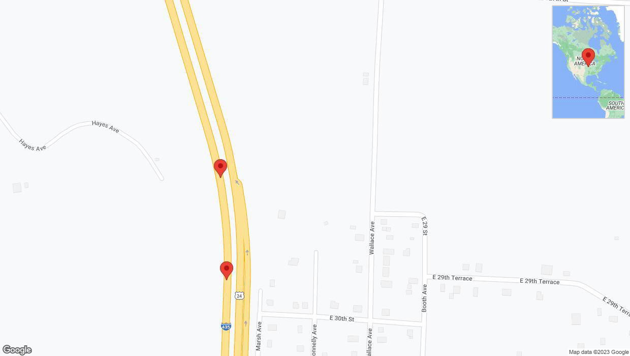 A detailed map that shows the affected road due to 'Broken down vehicle on southbound I-435 in Kansas City' on September 27th at 2:07 p.m.