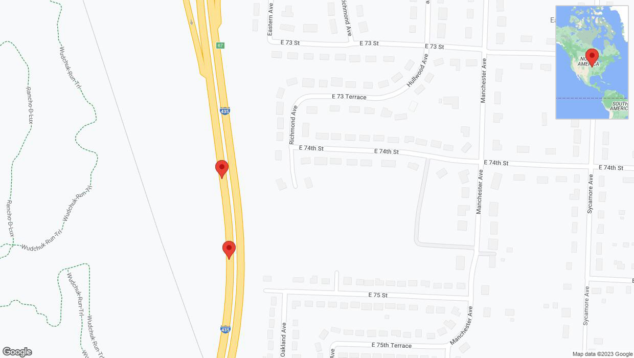 A detailed map that shows the affected road due to 'Broken down vehicle on southbound I-435 in Kansas City' on September 27th at 2:31 p.m.