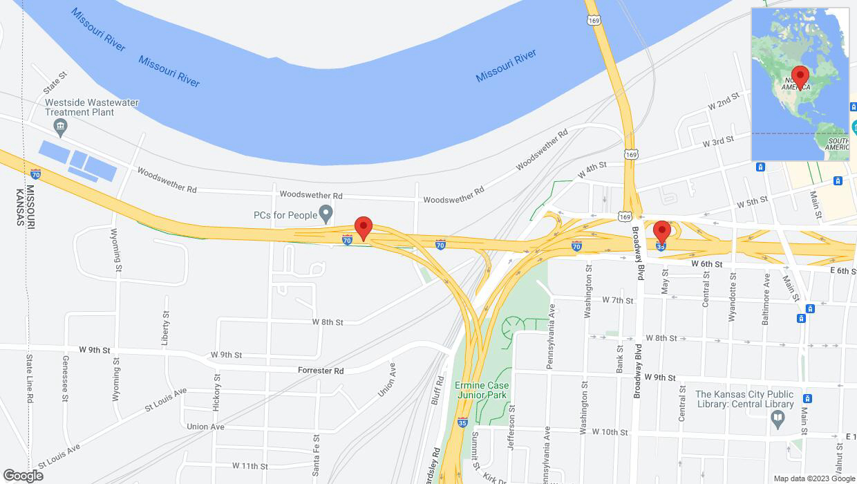A detailed map that shows the affected road due to 'Incident on eastbound I-70 in Kansas City' on September 27th at 3:25 p.m.