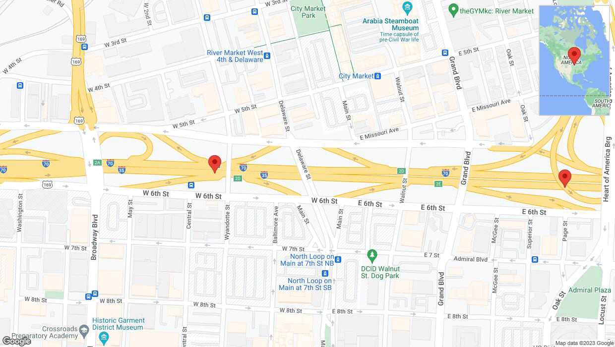 A detailed map that shows the affected road due to 'Incident on eastbound I-70/I-35 in Kansas City' on September 27th at 3:25 p.m.