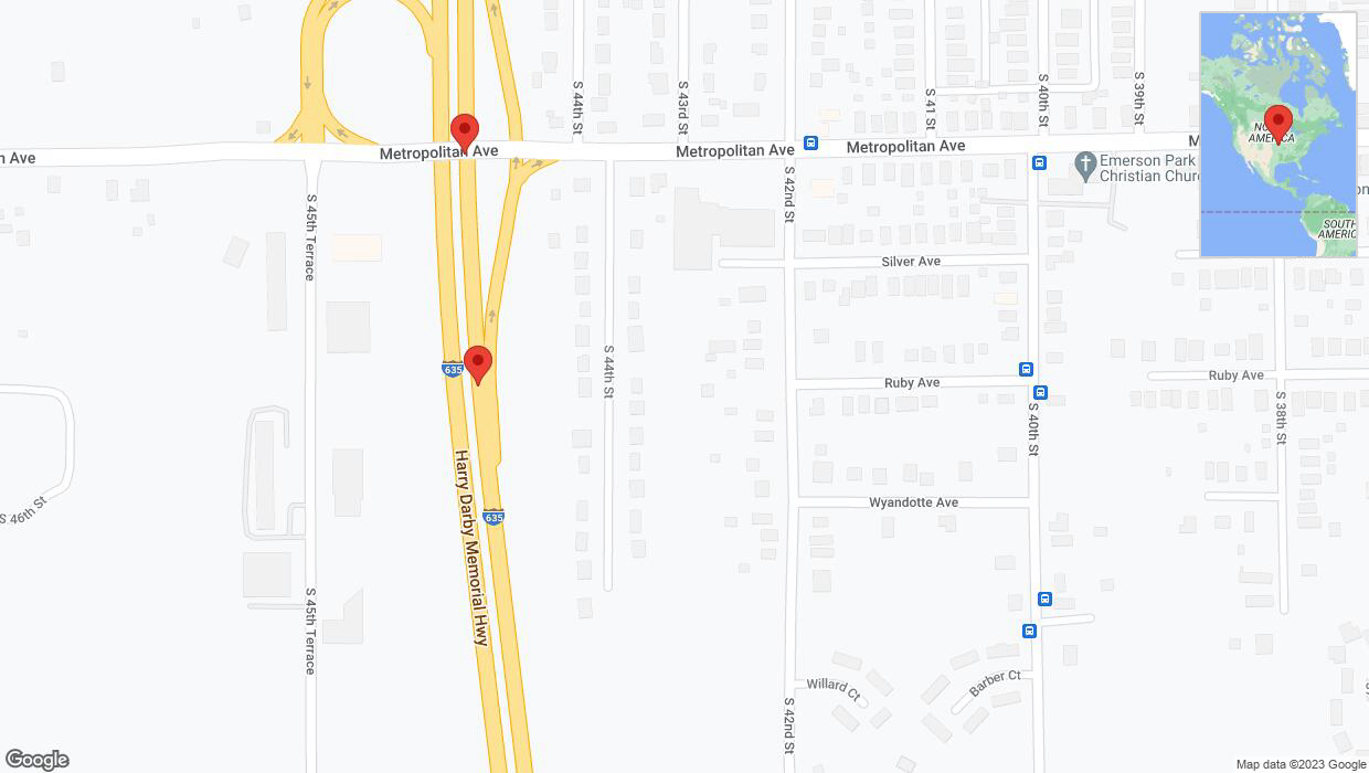 A detailed map that shows the affected road due to 'Broken down vehicle on northbound I-635 in Kansas City' on September 27th at 6:07 p.m.