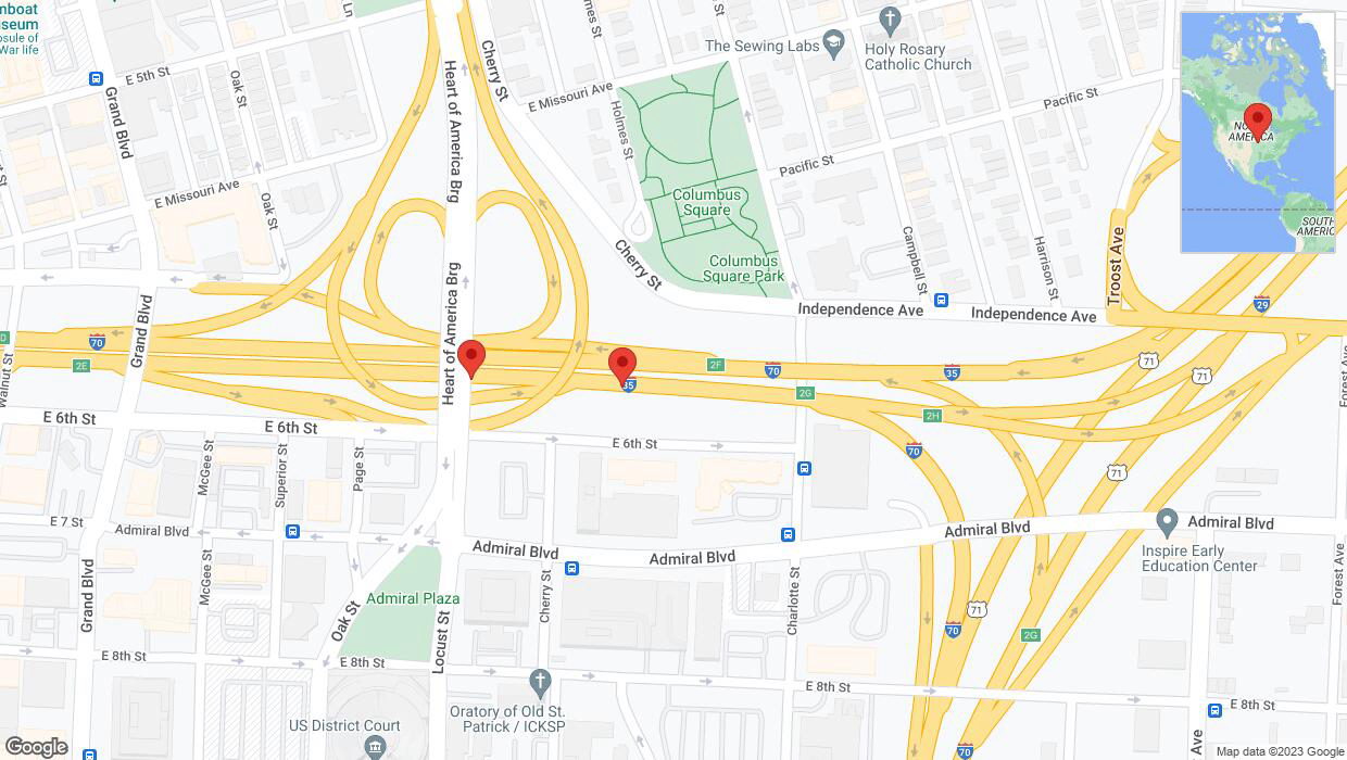 A detailed map that shows the affected road due to 'Broken down vehicle on eastbound I-70/I-35 in Kansas City' on September 27th at 4:25 p.m.