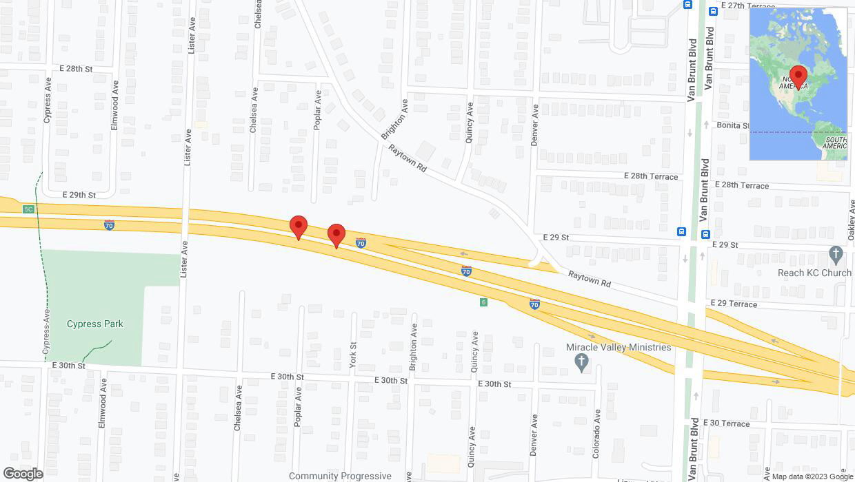 A detailed map that shows the affected road due to 'Broken down vehicle on eastbound I-70 in Kansas City' on September 27th at 4:49 p.m.