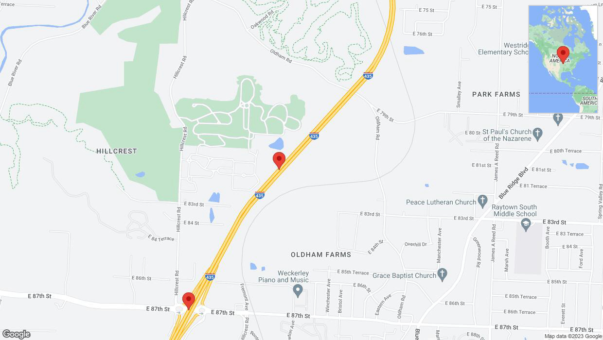 A detailed map that shows the affected road due to 'Crash update: I-435' on September 27th at 5:01 p.m.