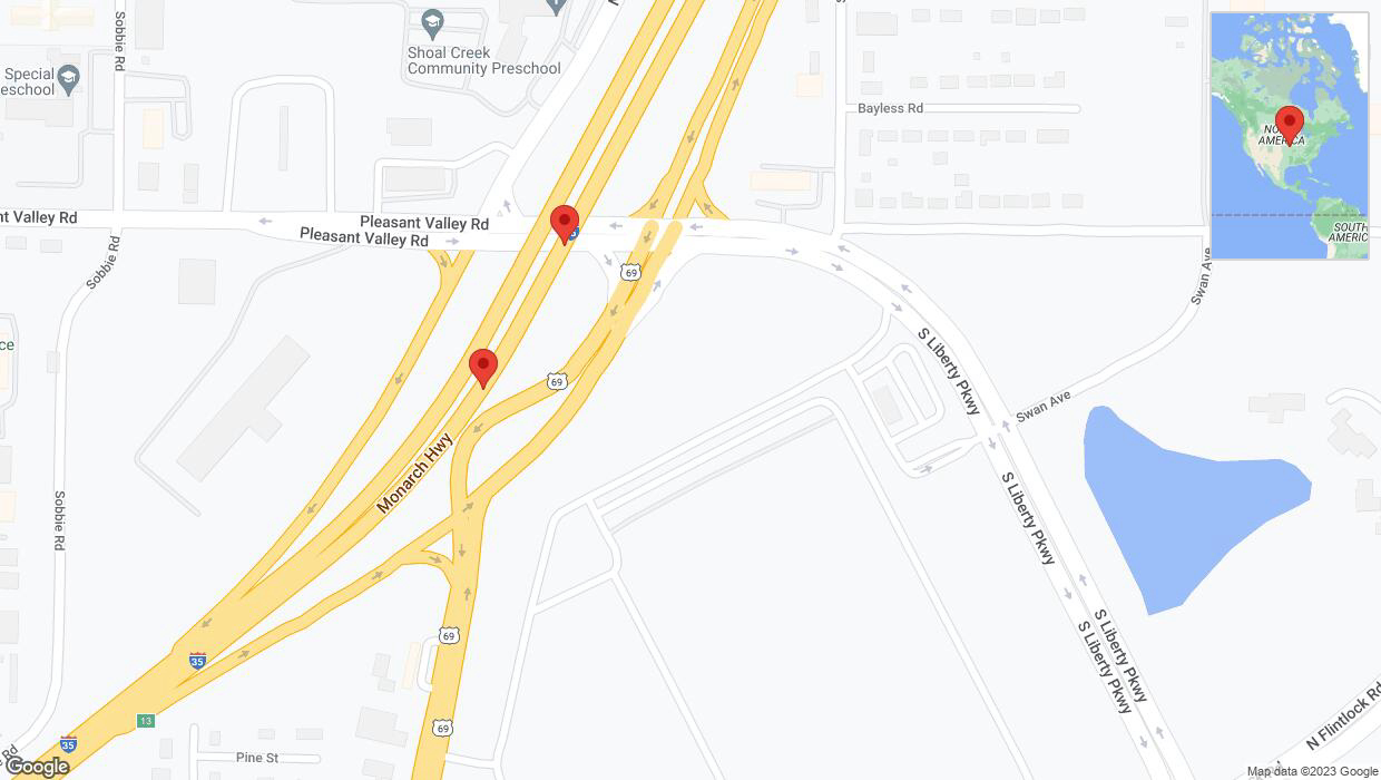 A detailed map that shows the affected road due to 'A crash has been reported on northbound I-35' on September 27th at 5:19 p.m.