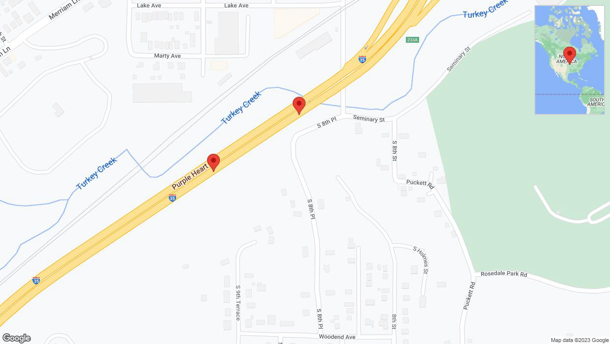 A detailed map that shows the affected road due to 'Broken down vehicle on northbound I-35 in Kansas City' on September 27th at 7:25 p.m.