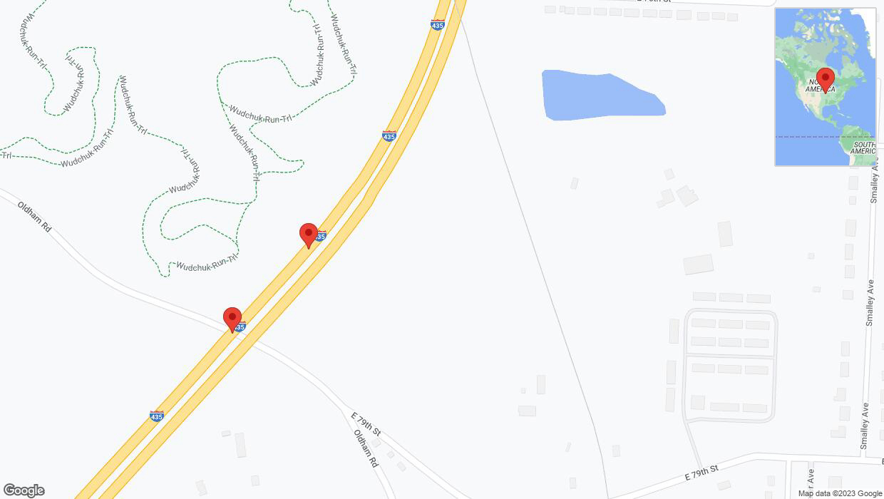 A detailed map that shows the affected road due to 'Broken down vehicle on southbound I-435 in Kansas City' on September 27th at 7:31 p.m.