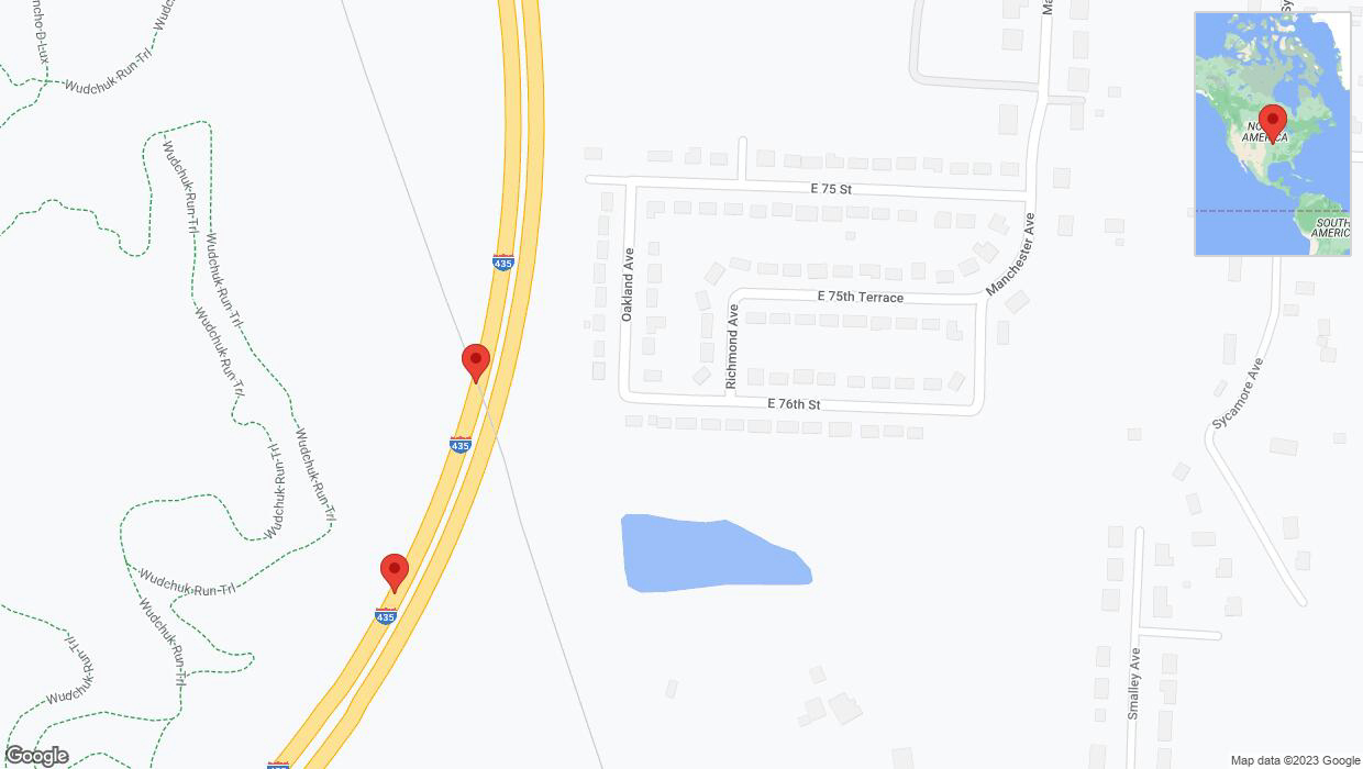 A detailed map that shows the affected road due to 'Broken down vehicle on southbound I-435 in Kansas City' on September 28th at 1:55 p.m.