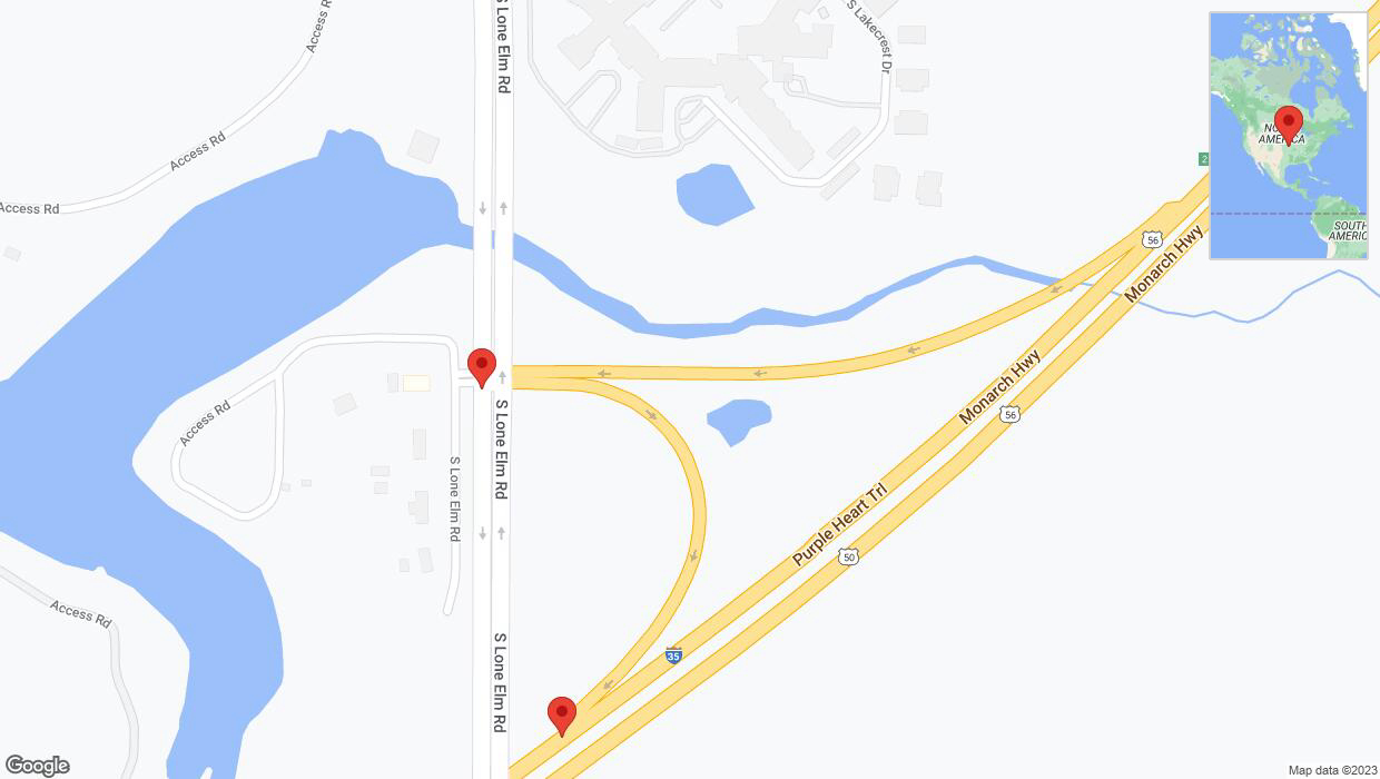 A detailed map that shows the affected road due to 'South Lone Elm Road closed in Olathe' on September 28th at 3:13 p.m.