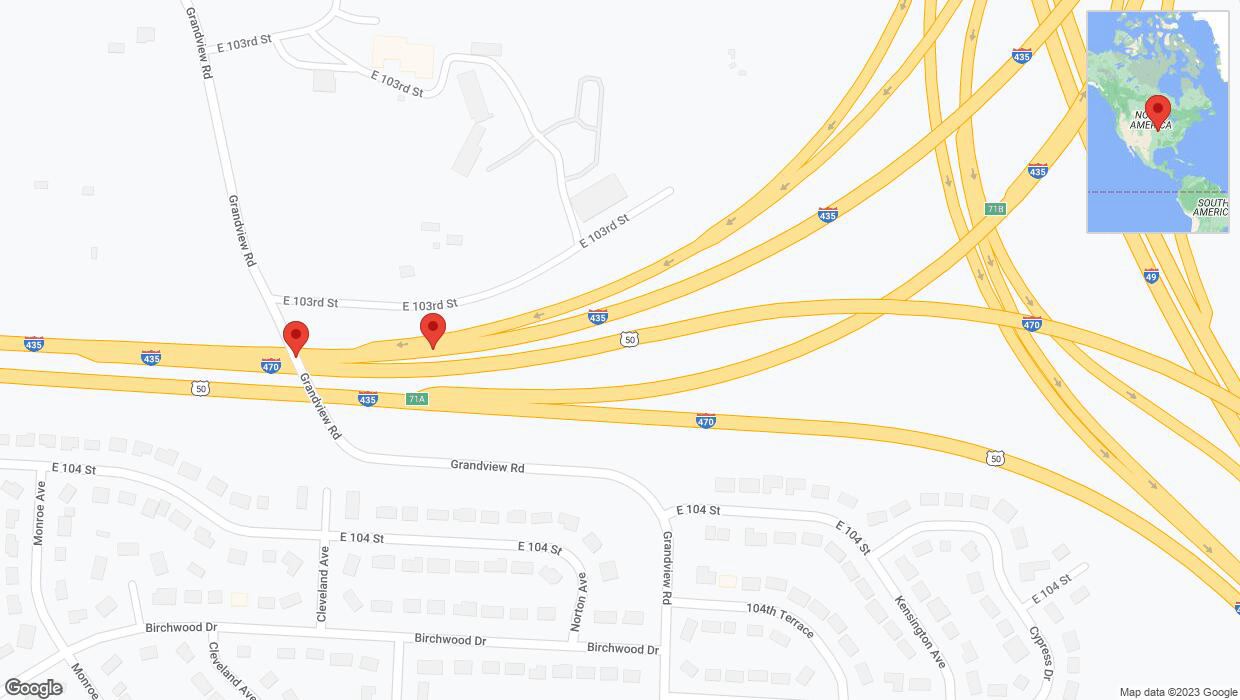 A detailed map that shows the affected road due to 'Broken down vehicle on southbound I-435 in Kansas City' on September 28th at 4:31 p.m.