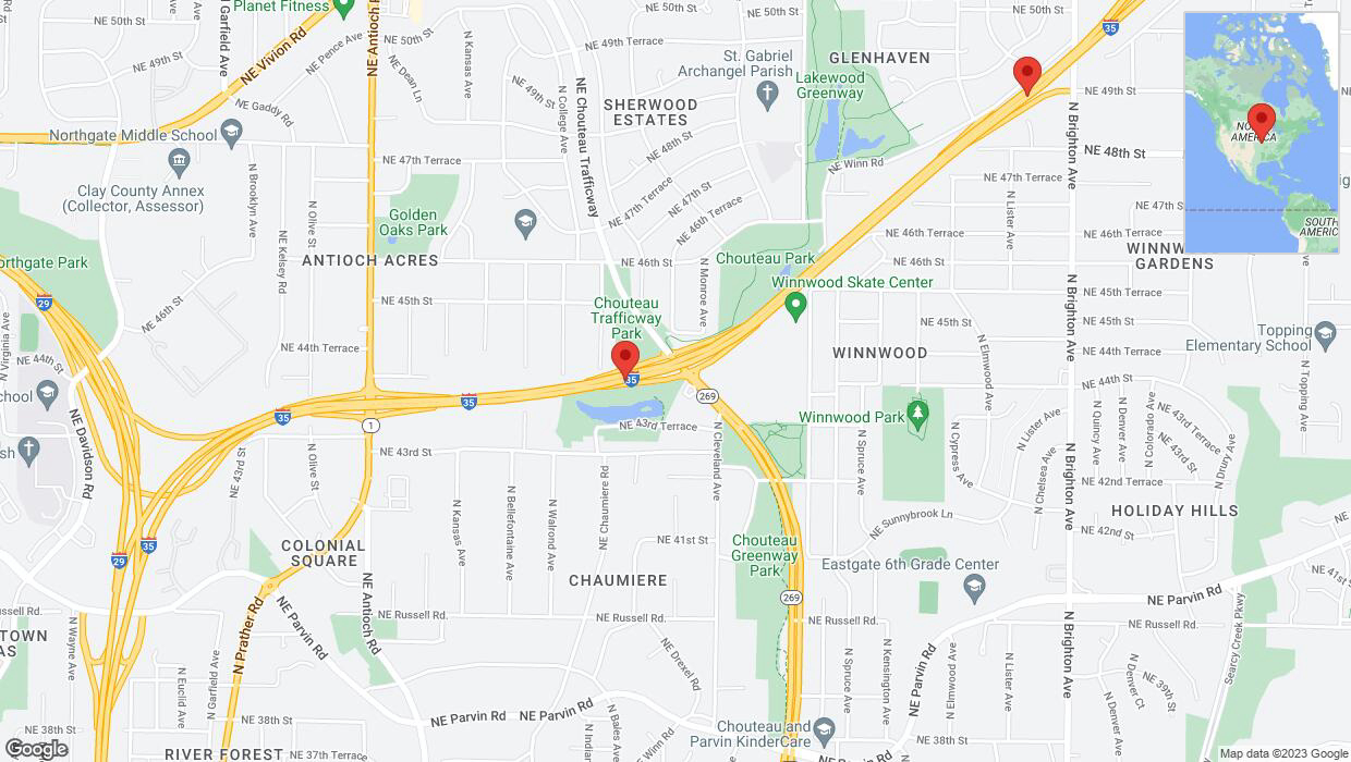 A detailed map that shows the affected road due to 'Incident on northbound I-35 in Kansas City' on September 28th at 4:13 p.m.