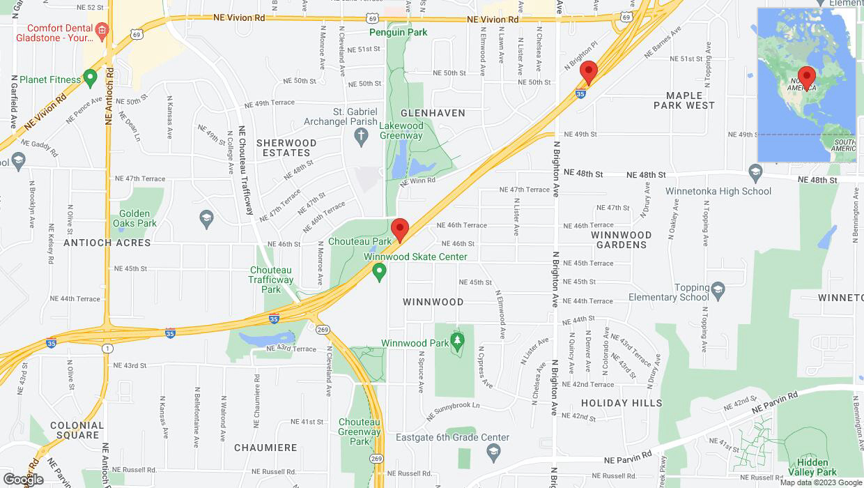 A detailed map that shows the affected road due to 'Warning: Crash on northbound I-35 in Kansas City' on September 28th at 4:19 p.m.