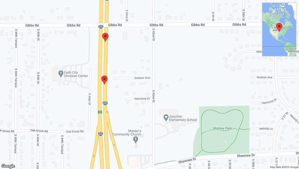 A detailed map that shows the affected road due to 'Broken down vehicle on northbound I-635 in Kansas City' on September 28th at 5:31 p.m.