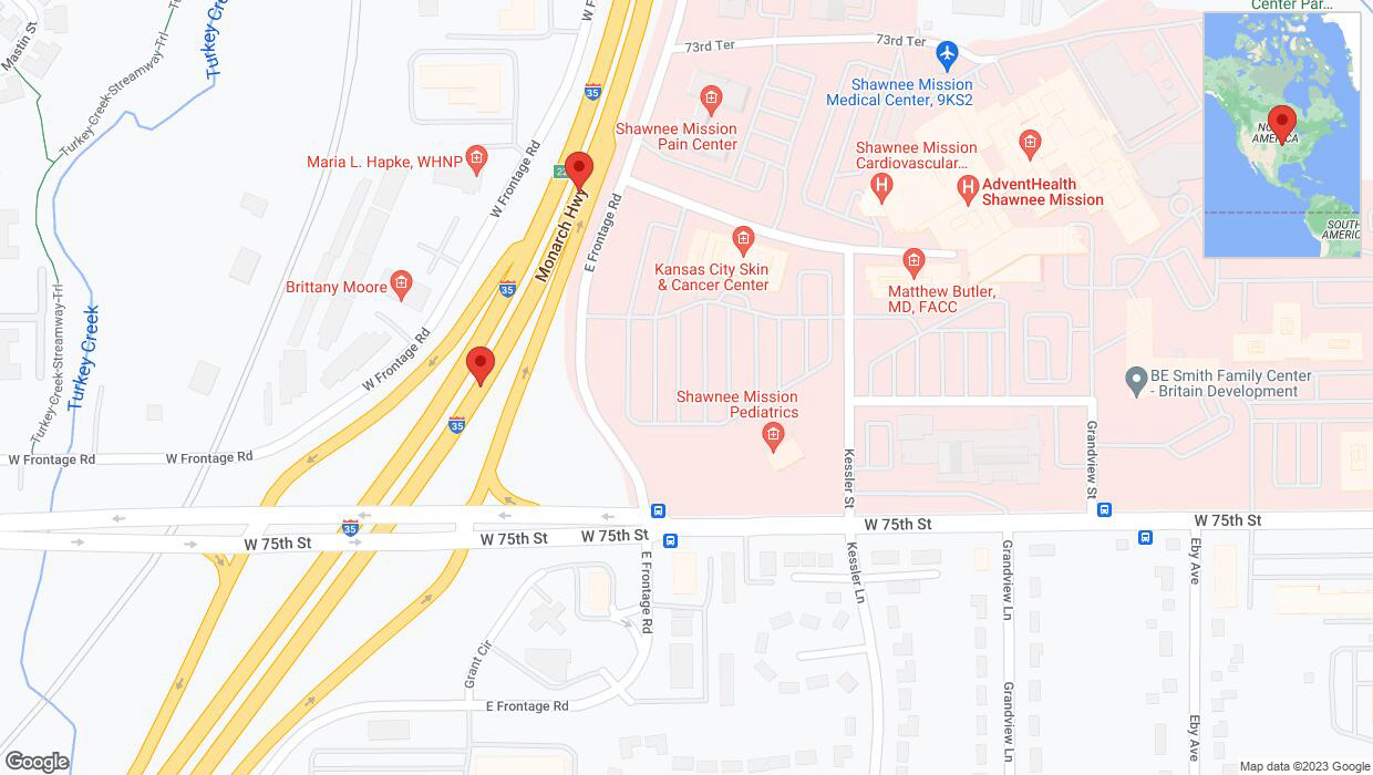 A detailed map that shows the affected road due to 'Broken down vehicle on eastbound I-35 in Merriam' on September 28th at 5:37 p.m.