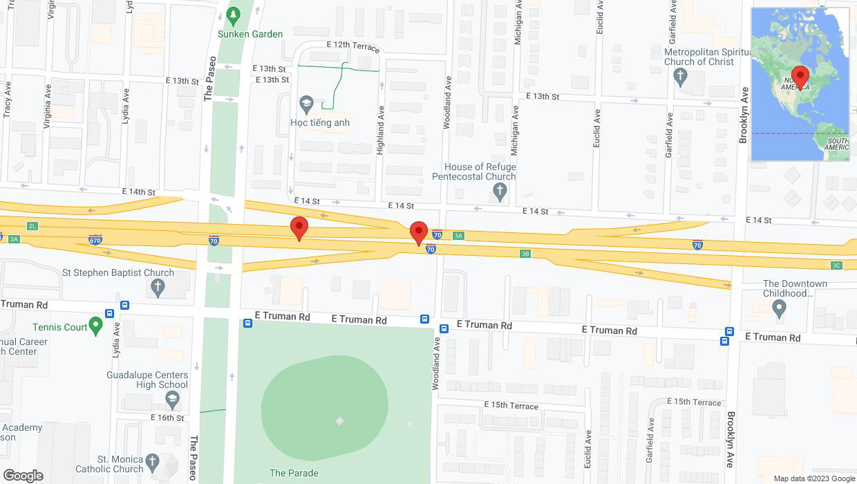 A detailed map that shows the affected road due to 'A crash has been reported on eastbound I-70' on September 28th at 6:01 p.m.