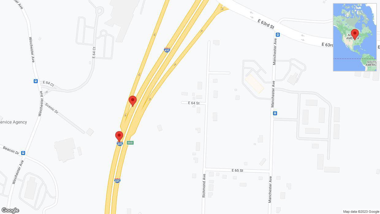 A detailed map that shows the affected road due to 'Broken down vehicle on southbound I-435 in Kansas City' on September 29th at 3:08 p.m.