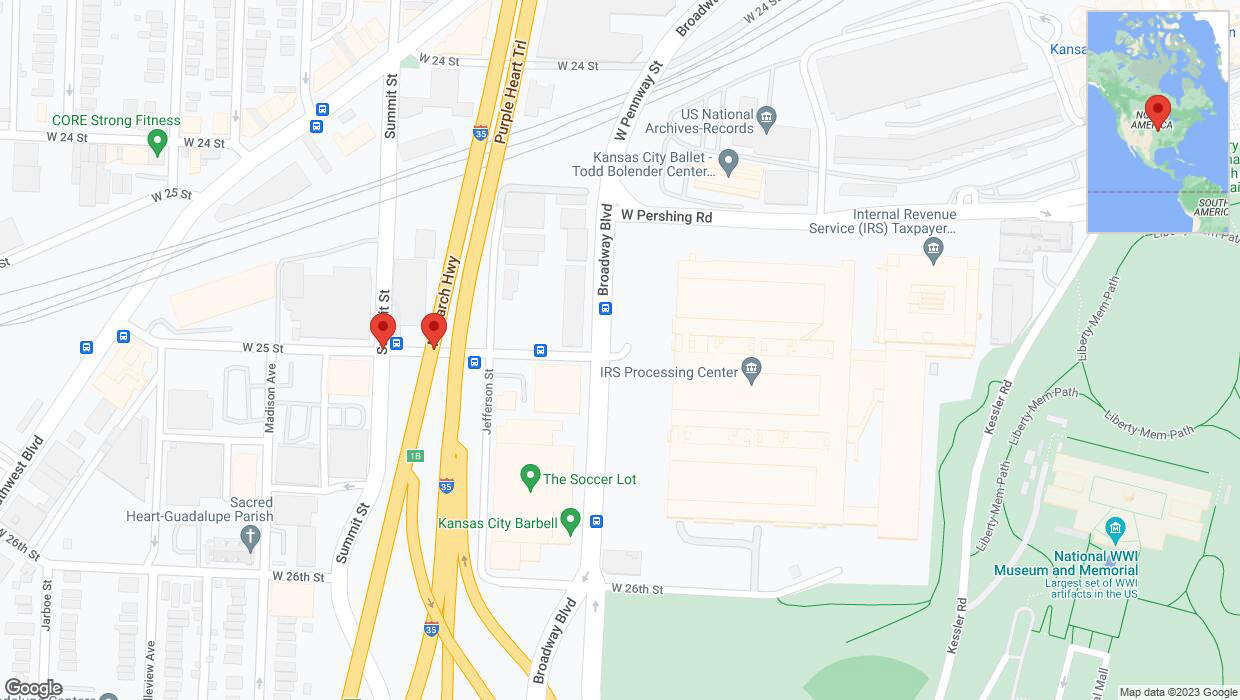 A detailed map that shows the affected road due to 'West 25 Street closed in Kansas City' on September 29th at 2:44 p.m.