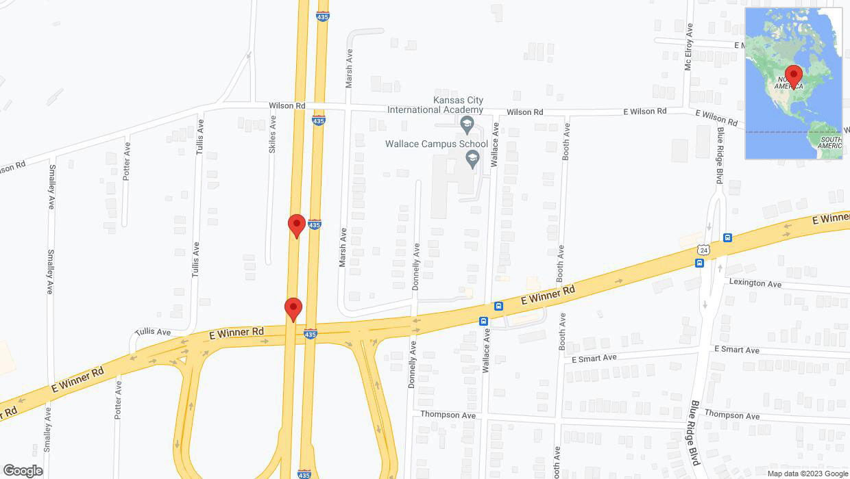 A detailed map that shows the affected road due to 'Broken down vehicle on southbound I-435 in Kansas City' on September 29th at 2:56 p.m.