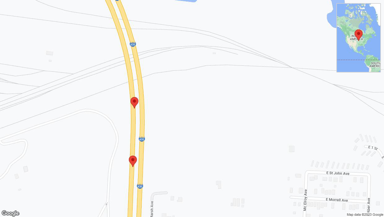 A detailed map that shows the affected road due to 'Broken down vehicle on southbound I-435 in Kansas City' on September 29th at 4:02 p.m.